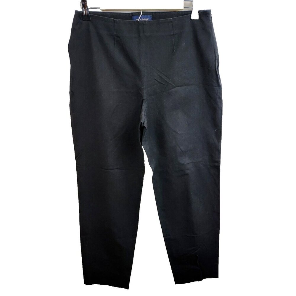Piazza Sempione Womens Pants Large‎ Black Straight Crop Leg Side Zip Timeless